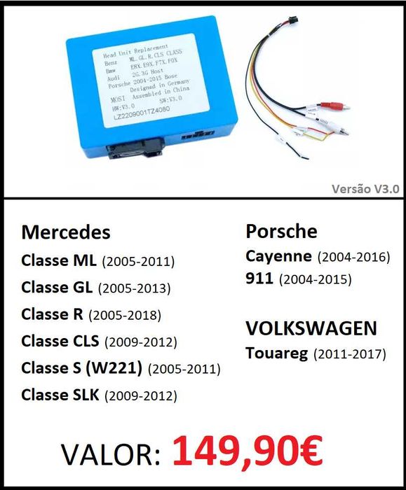 (NOVO) Descodificador FIBRA ÓTICA • Mercedes • Porsche • 2DIN Android