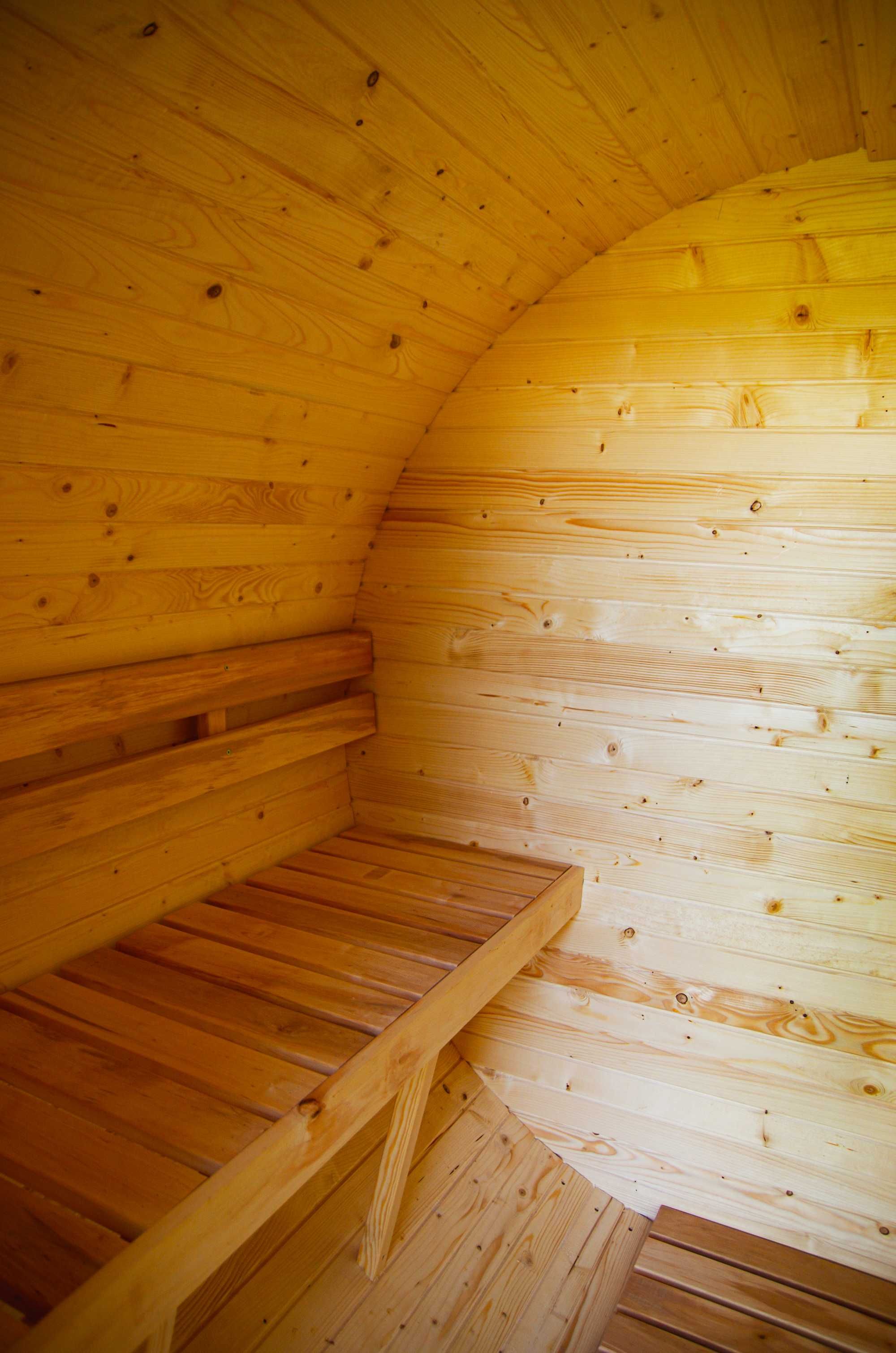 Sauna Ogrodowa 2,4m z Tarasem i Krzesłami DIY do Samodzielnego, Beczka