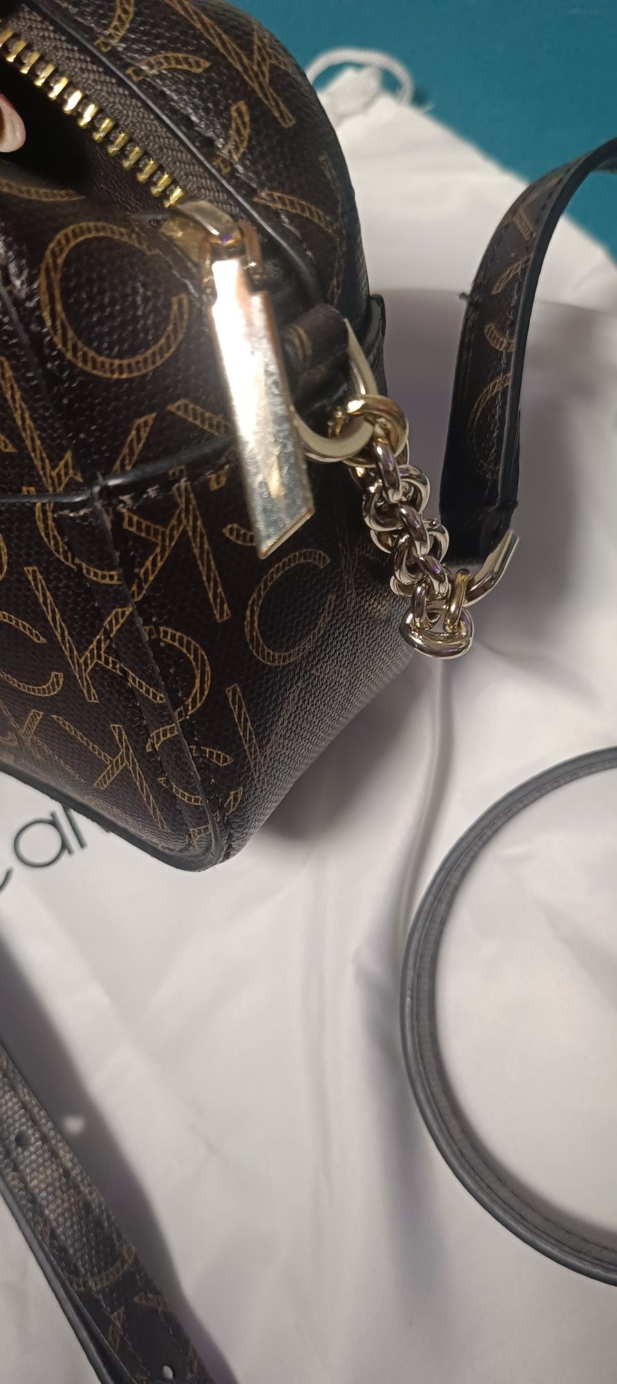 Torebka mała monogram Calvin Klein brąz