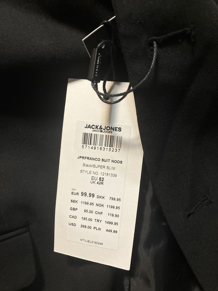 Garnitur super slim jack&jones 52 black