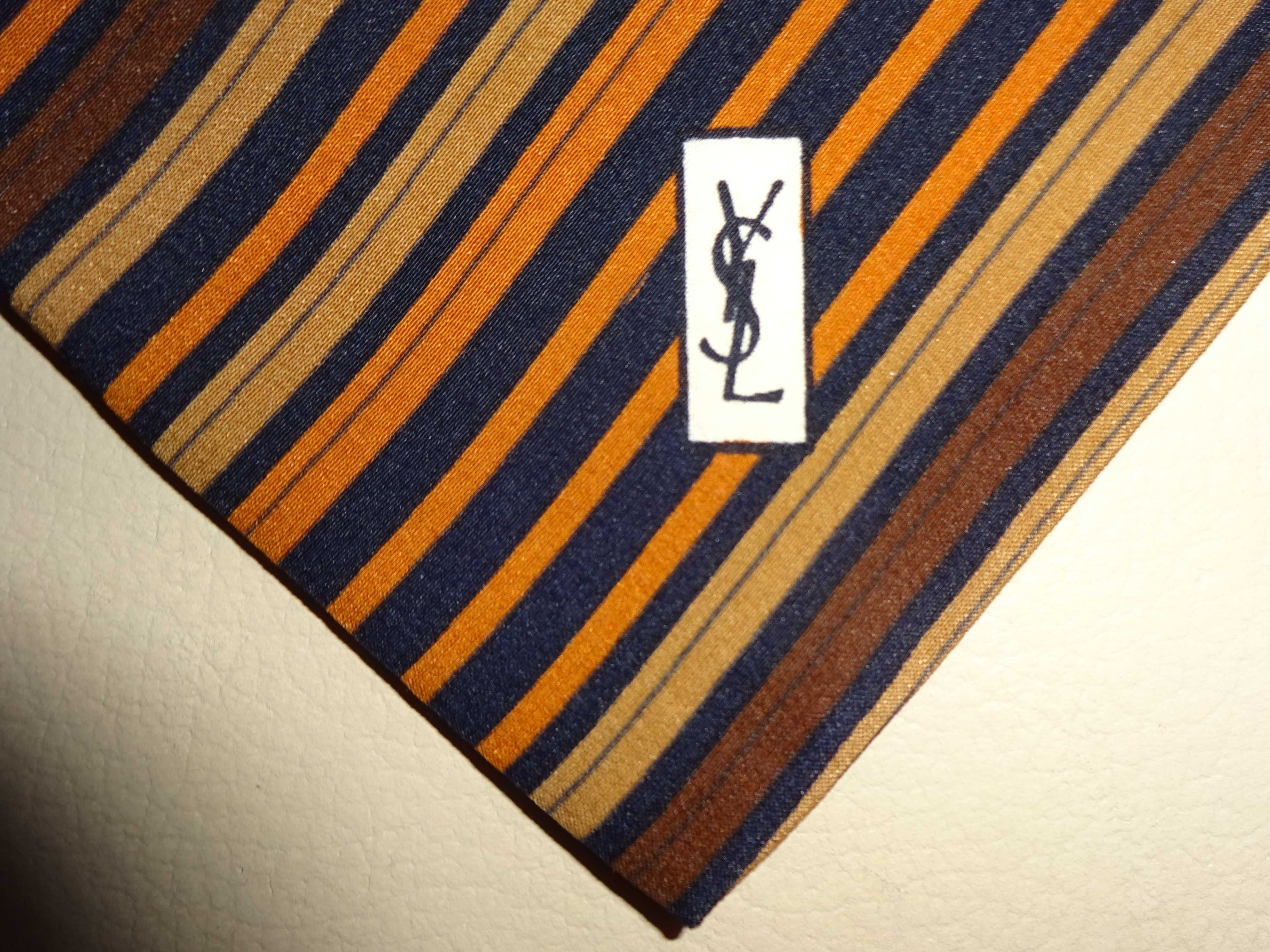 YSL Yves Sain Laurent Paris LUX unikat vintage jedwabny krawat w paski