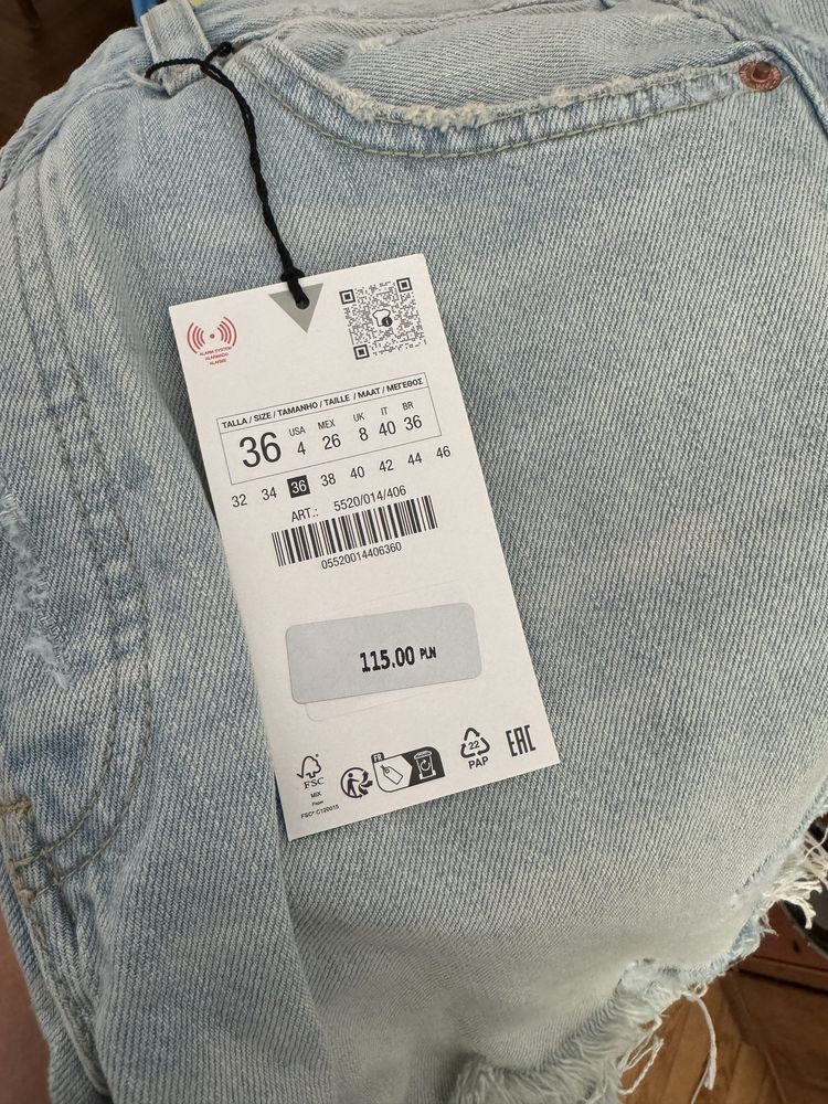 ZARA, szorty jeansowe, boyfriend, niebieskie, roz. 36
