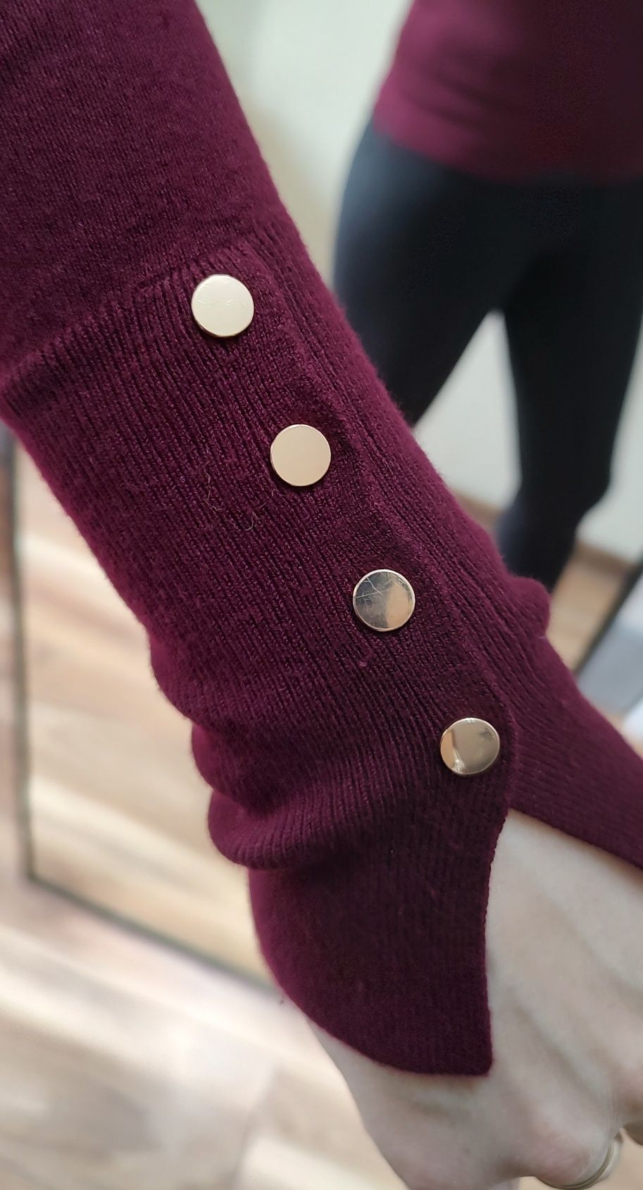 Sweterek damski bordowy z długim rękawem ZARA rozmiar M / 38 / 10 Wisk