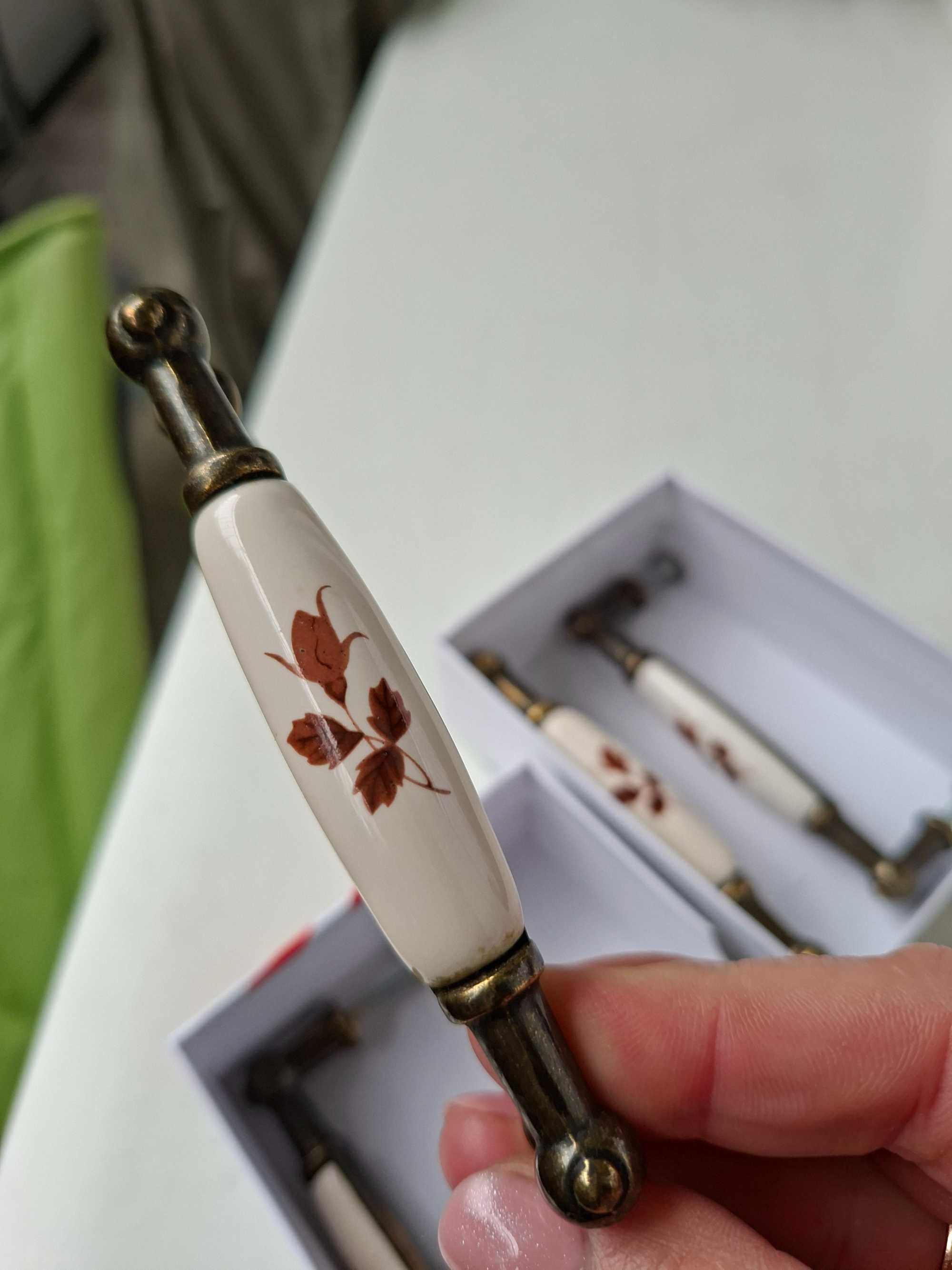 Uchwyt meblowy 4 szt. komplet ceramiczny retro