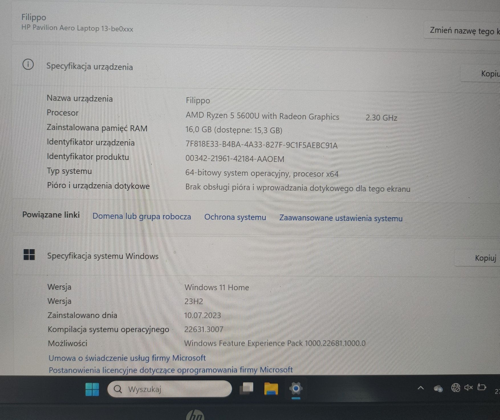 HP Pavilion Aero Ryzen 5-5600/16GB/512/Win11 Silver