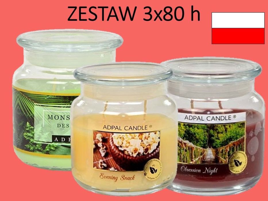 3 świece  Adpal Monstera Evening Snack Obsession Night 80h XXL