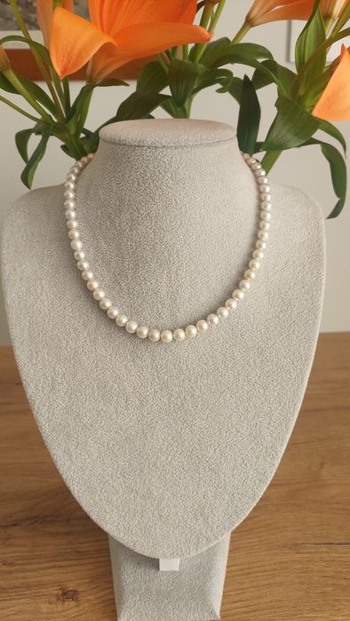 Naszyjnik i kolczyki z perłami, unikalny kolor