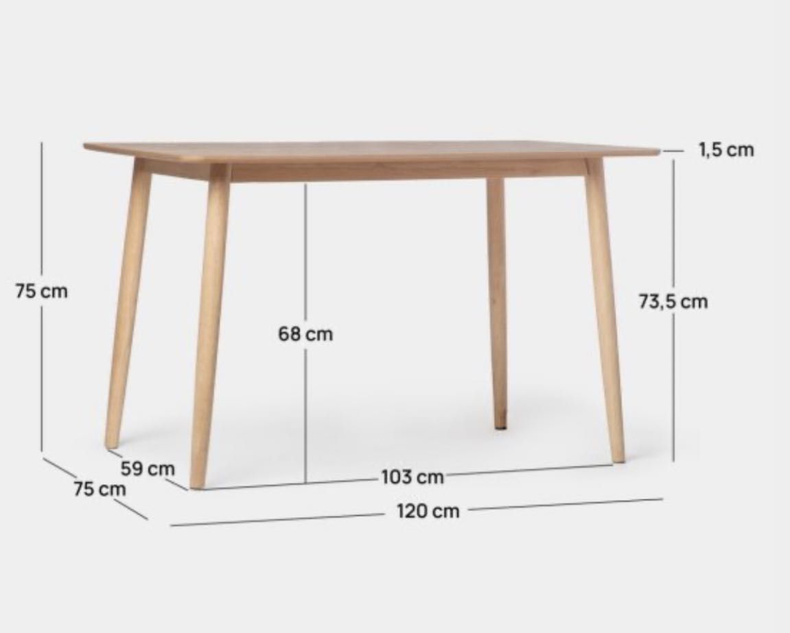 Mesa jantar madeira 120x75cm
