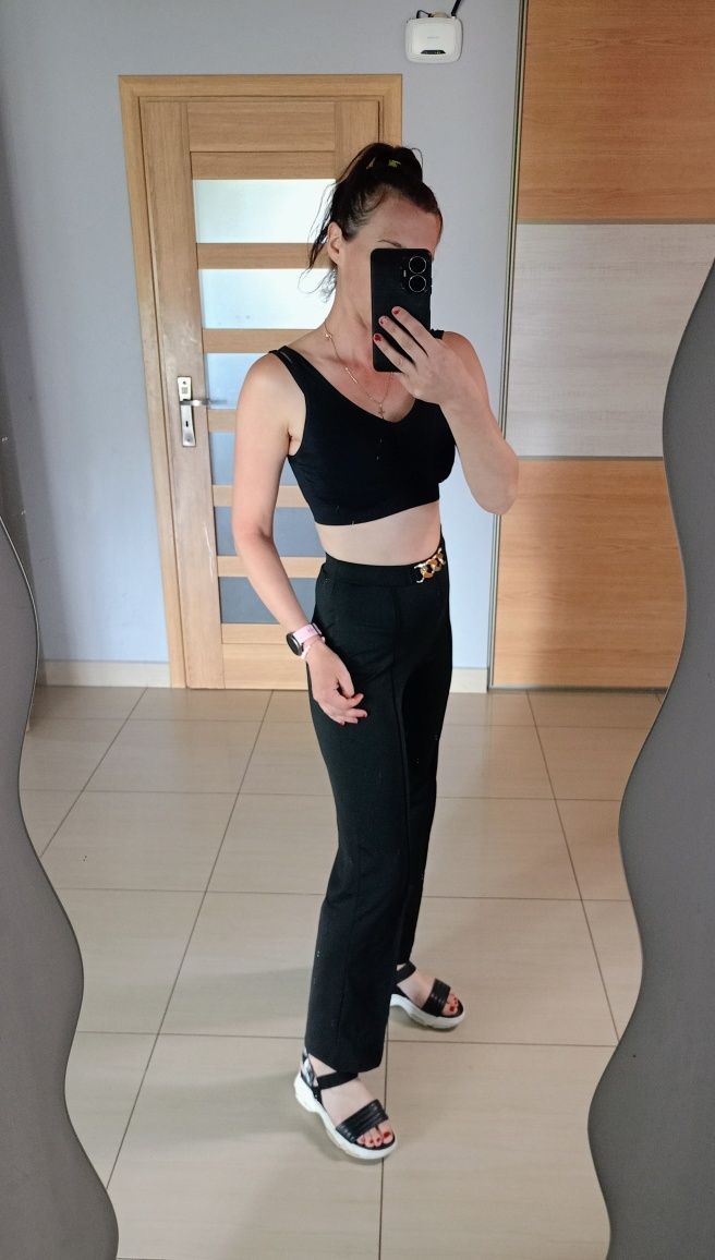 Czarne eleganckie spodnie Shein XS wysoki stan