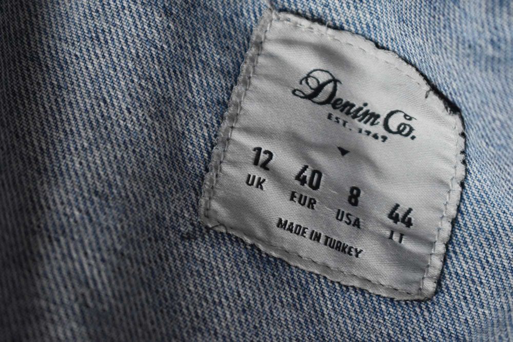 Kurtka jeansowa 40 L dżinsowa katana ramoneska długa dziurawa dłuższa