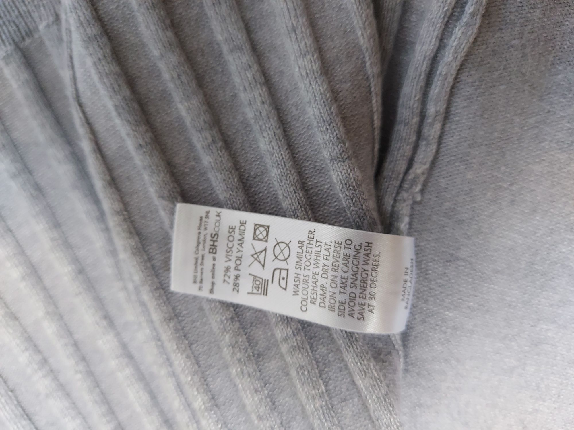 Szary kardigan narzutka sweterkowa dzianinowa z wiskoza BHS 2XL44