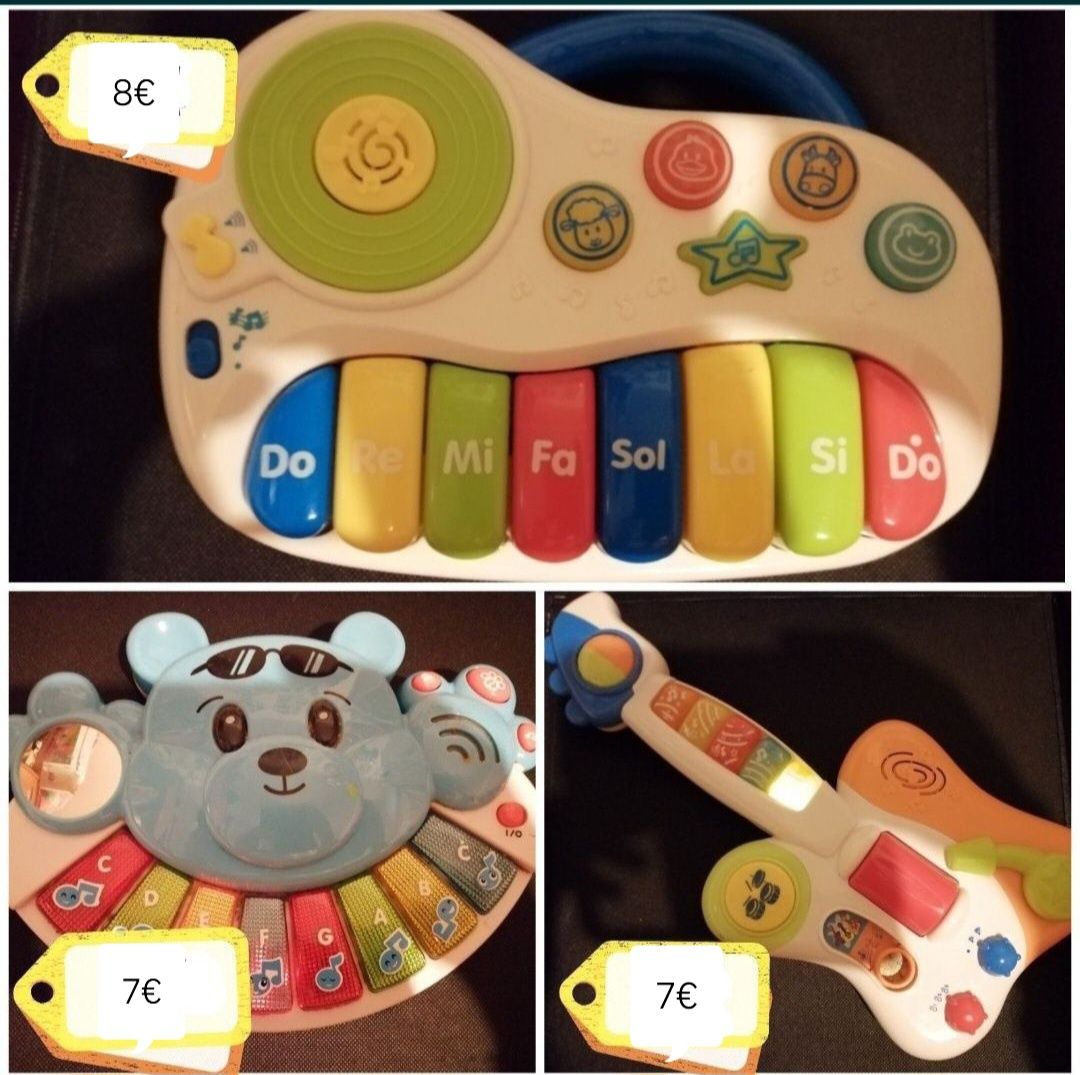 Pianos, guitarra para bebé, criança, música, sons animais