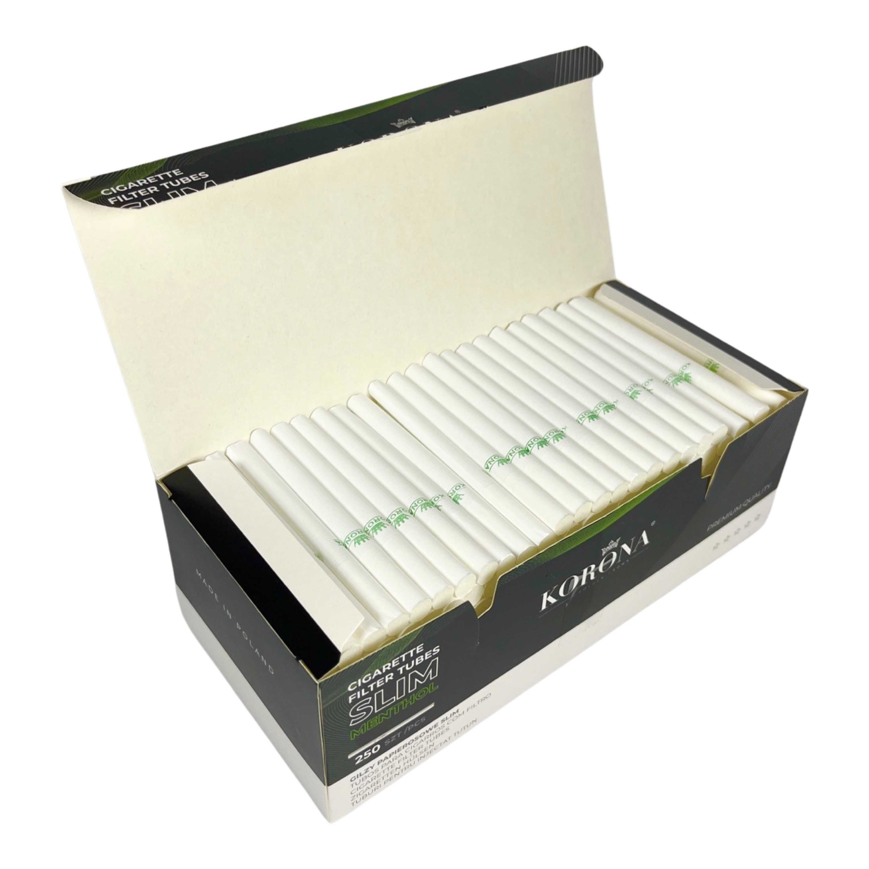 8 x KORONA SLIM MENTHOL 250 szt GILZY papierosowe miętowe MENTOLOWE