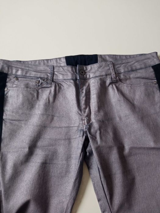 Męskie spodnie z lampasami szare r XL pas 96-102cm