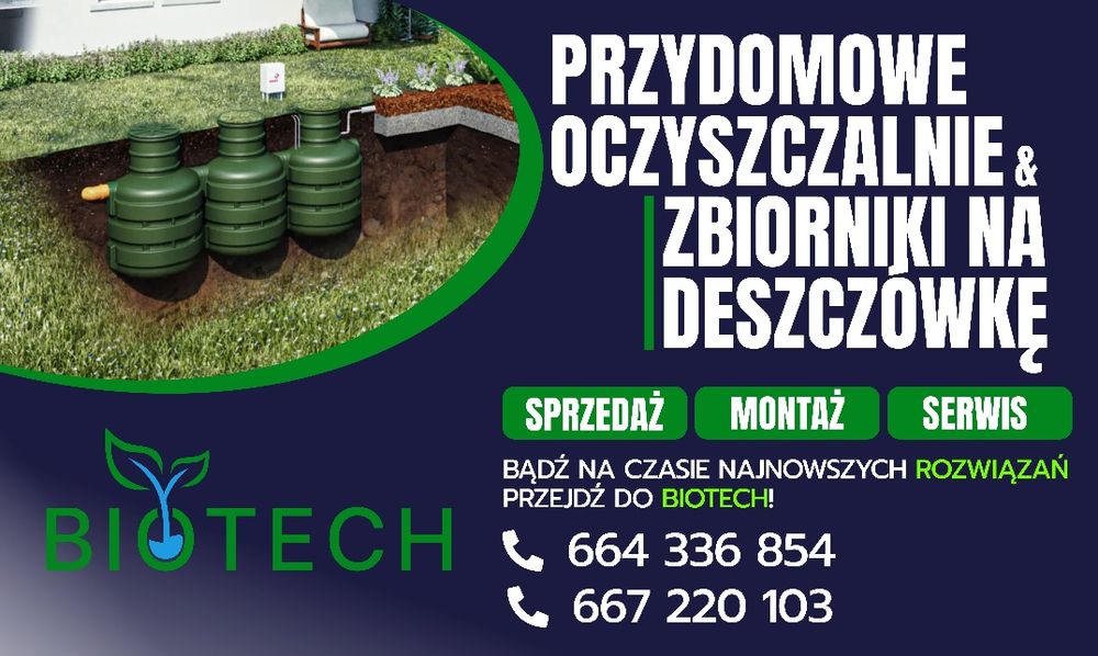 Przydomowa oczyszczalnia biologiczna zbiorniki na deszczowke