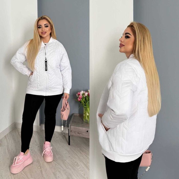 Жіноча куртка-бомбер на блискавці подовжений 1391