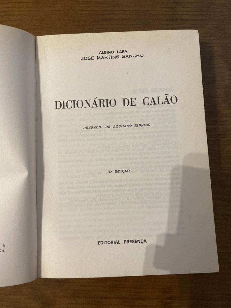 Dicionario de Calão - Albino Lapa - 2a Edição