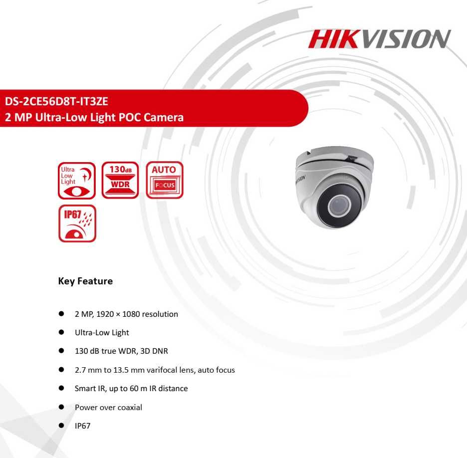Відеокамера 2 МП PoC Hikvision DS-2CE56D8T-IT3ZE 2.8 - 12 мм