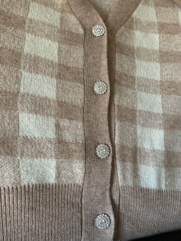 Sweterek z dollyglam w kratkę ozdobne guziki UNI