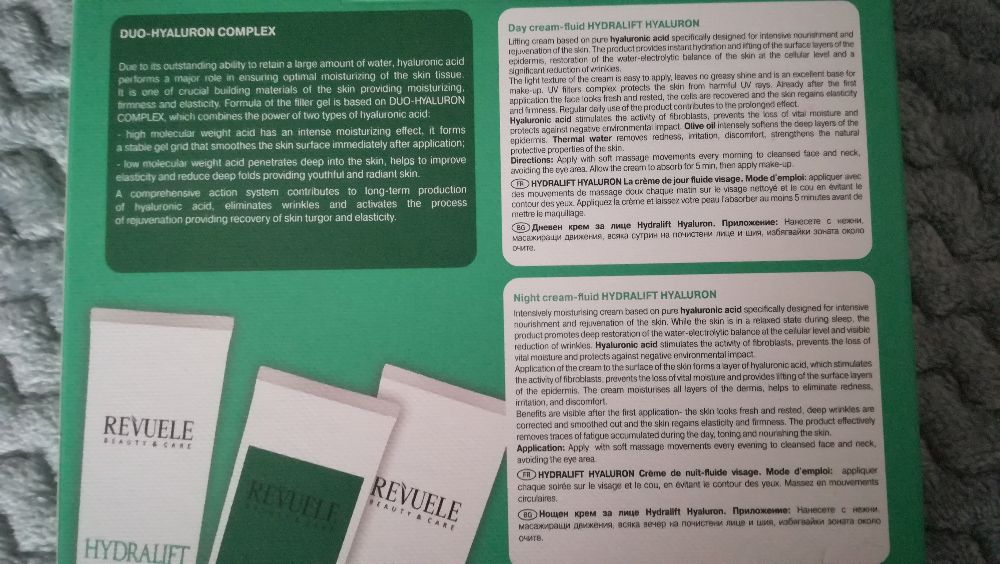 Revuele pack creme dia + creme noite + mãos - ÁCIDO HIALURÓNICO - NOVO
