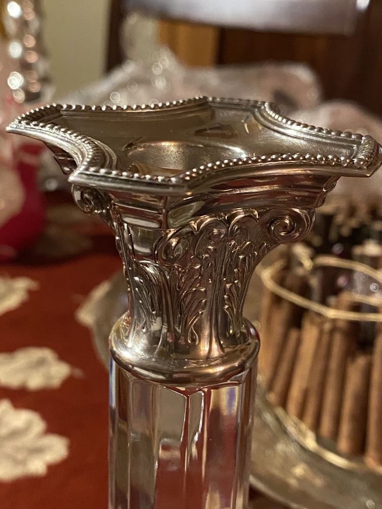 Castiçal Topázio Casquinha e Cristal
