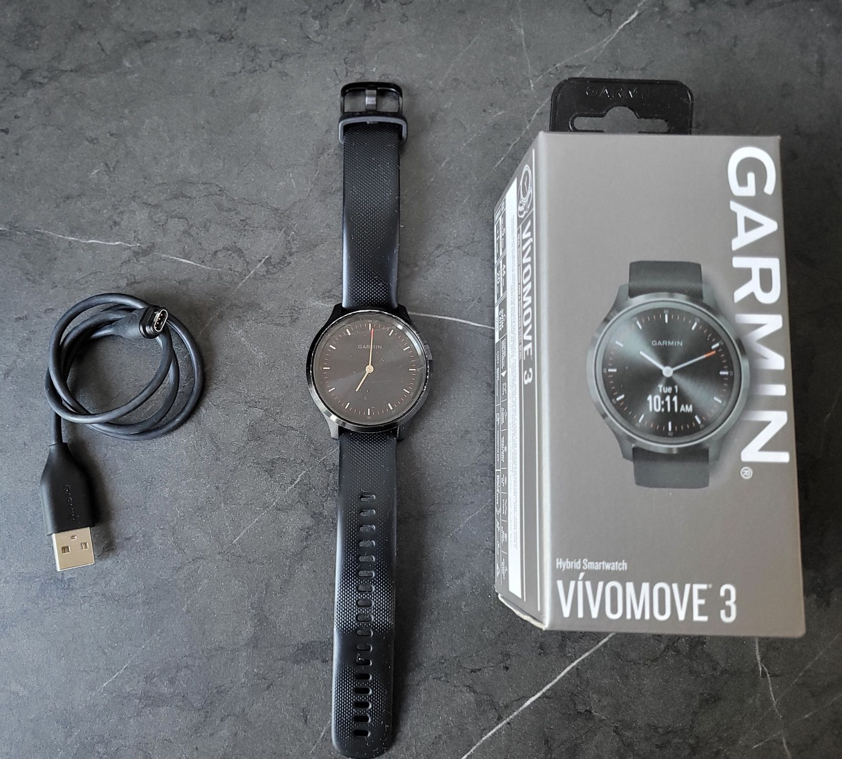 Zegarek smartwatch GARMIN Vivomove 3 czarny hybrydowy