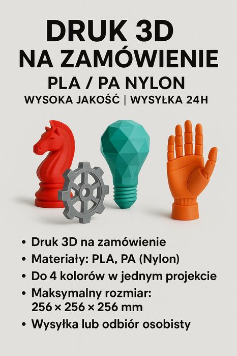 Druk 3D na zamówienie – PLA / PA Nylon | Wysoka jakość | Wysyłka 24h
