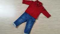 Spodnie jeansy Cool Club r.80 + sweterek i dresy