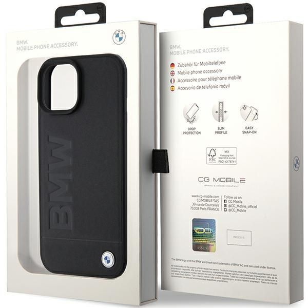 Etui Bmw Leather Hot Stamp Na Iphone 15 - Czarne