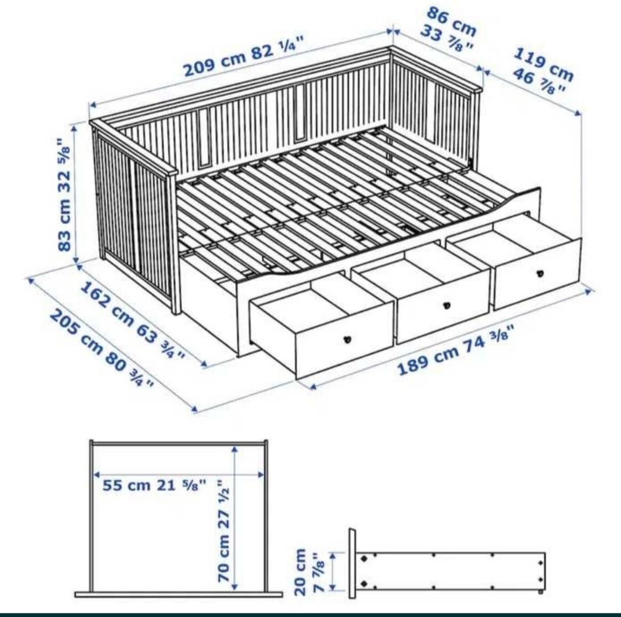 Cama individual/ casal branca