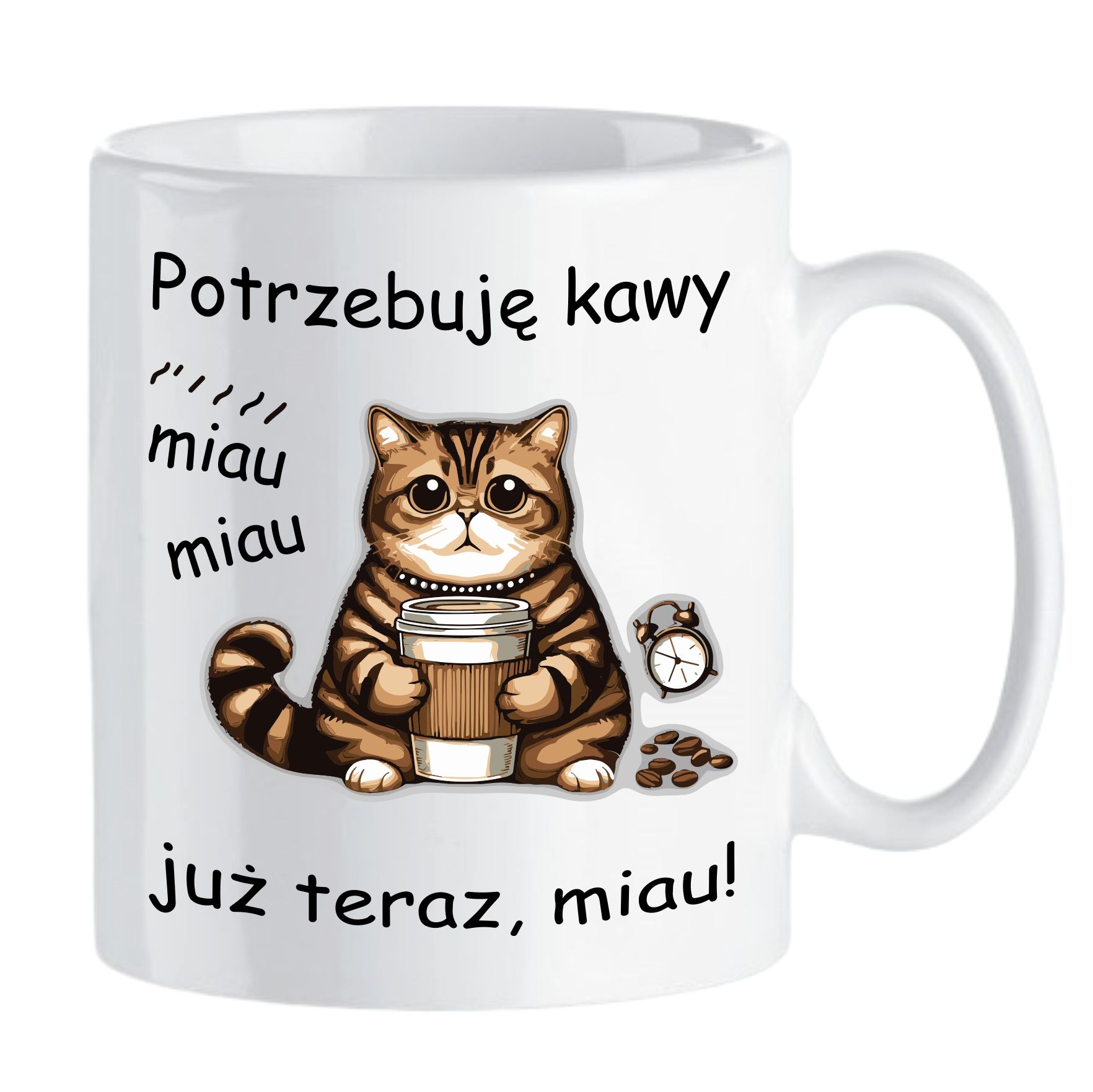 Kubek Potrzebuję Kawy Kot