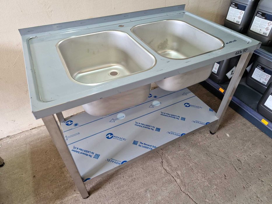 MEBLE GASTRONOMICZNE! Zlew 2 komorowy z półką Stół ze zlewem 3 lata GW