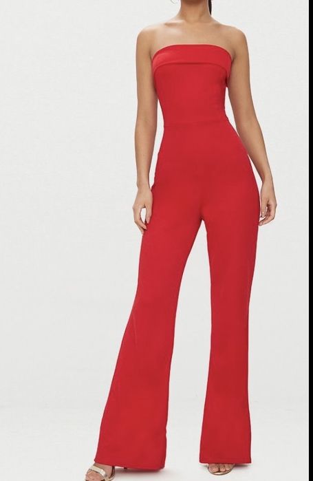 Червоний вечірній святковий комбенізон