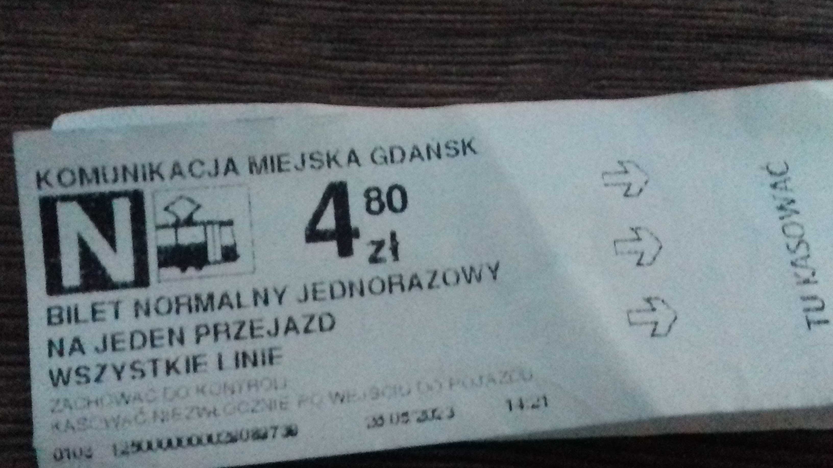 Bilety autobusowe miejskie pochodzące   z Gdańska