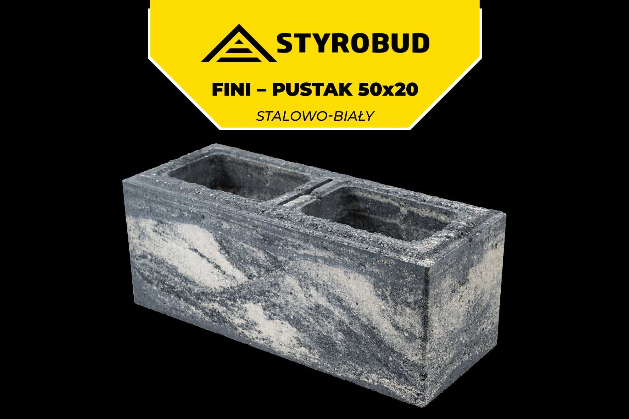 Pustak bloczek ogrodzeniowy FINI STYROBUD 50x20x20