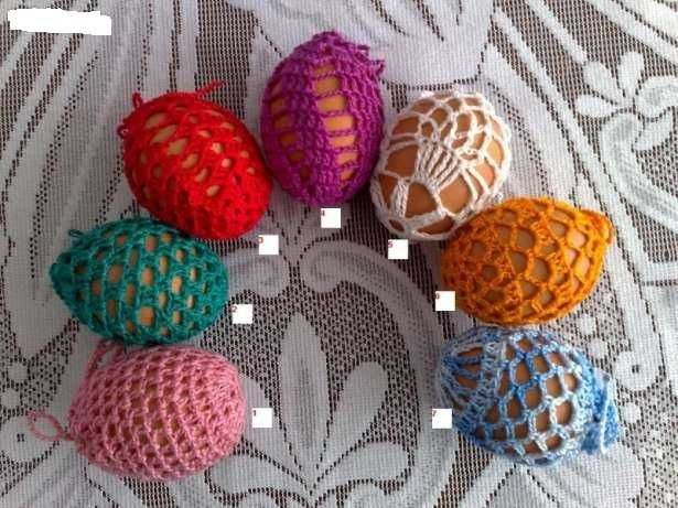 Koszulki szydełkowe na jajka wielkanocne - różne kolory- 10 SZTUK