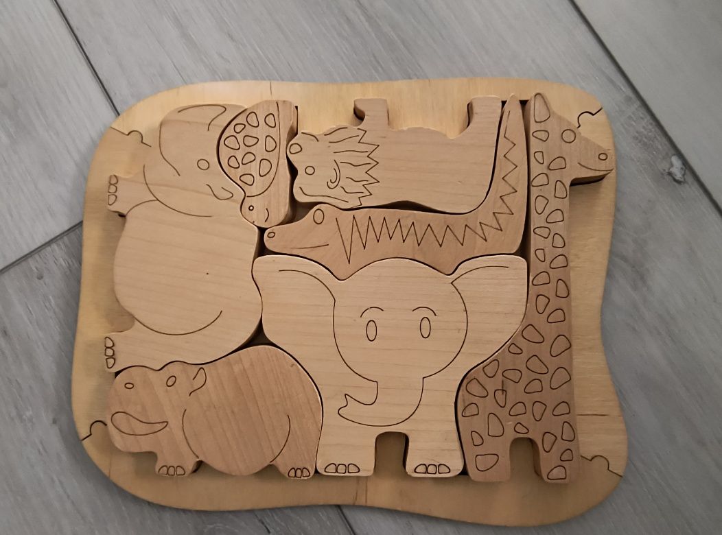 Zestaw układanek montesori drewniane puzzle