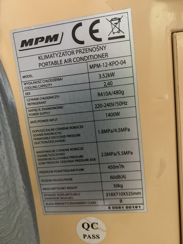 Klimatyzator przenośny MPM mocny