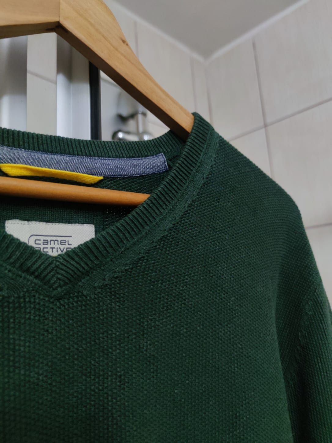 Sweter klasyczny męski L Camel Active zielony ciemny elegancki swetere