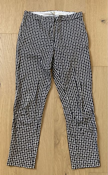 Spodnie czarno-białe wzory do kostki chinosy H&M r. 36