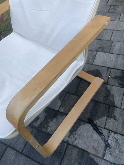 Fotel ikea kremowy  bujany