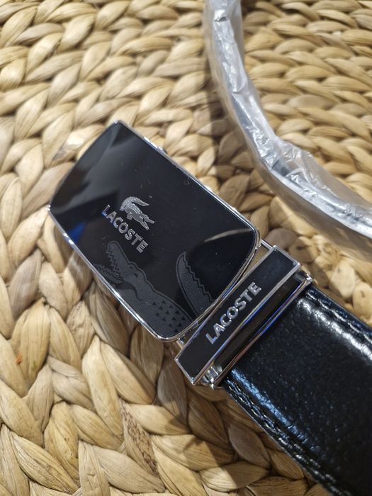 Pasek męski czarny lacoste 130 max regulacja rozmiaru klamra prezent s