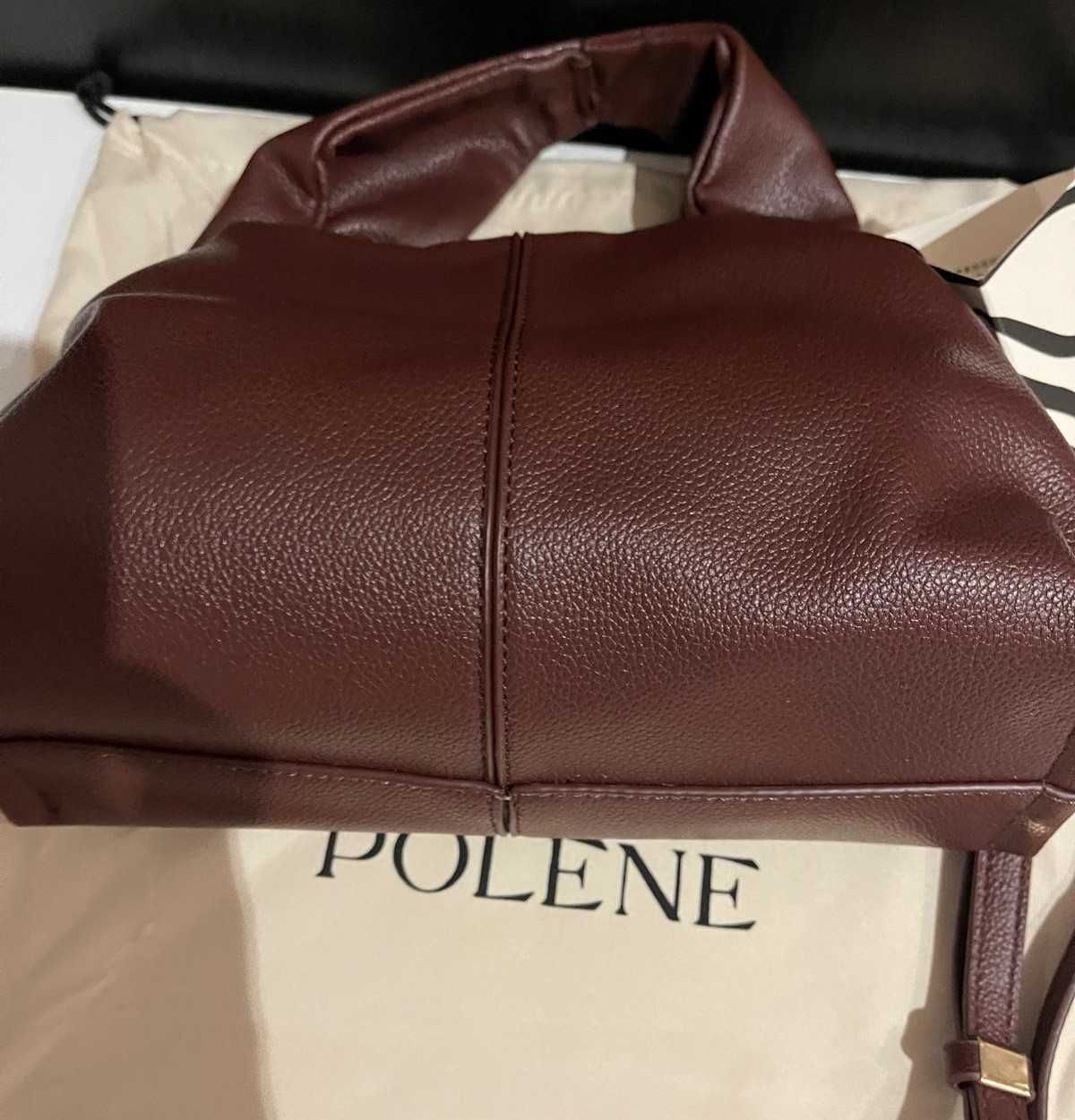 Modna Torebka Polene neuf taupe chmurka bordo burgund mini na pasku