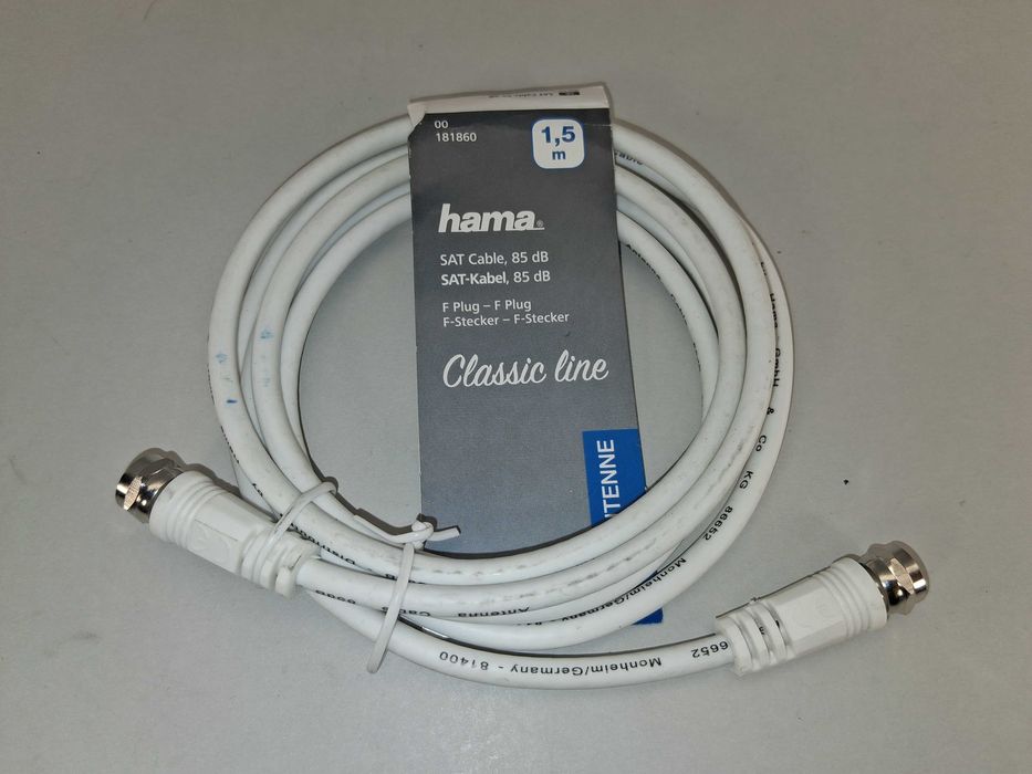 N039 Kabel Antenowy SAT Hama Classic line F-Plug - F-Plug 85 dB 1,5 m