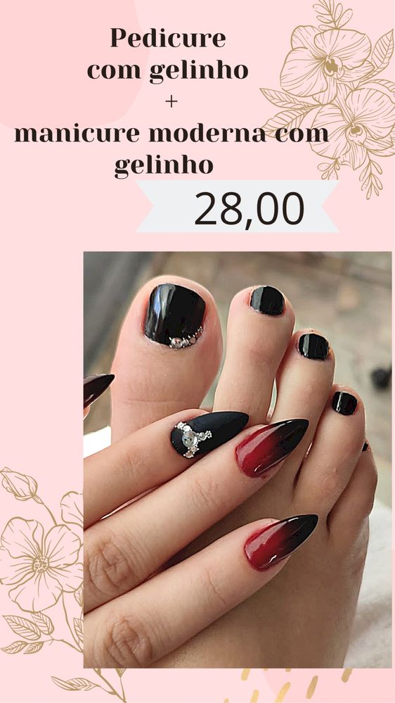 Unha de gel, verniz gel, manicure, pedicure . E Depilação