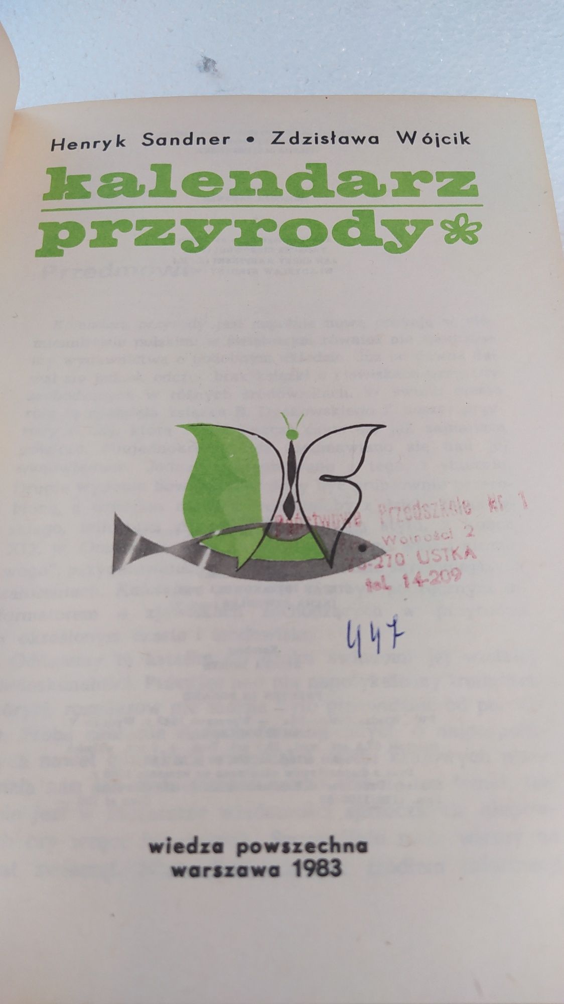 Kalendarz przyrody antykwariat Henryk Sander Zdzisława Wójcik 1983