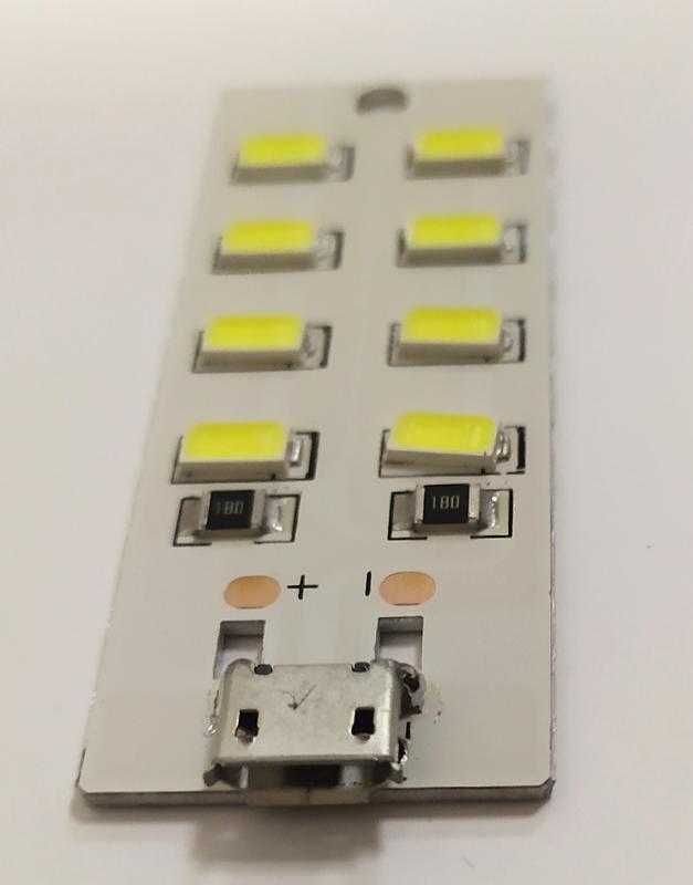 Світлодіодна лампа панель micro USB 5 вольт 8 світлодіодів