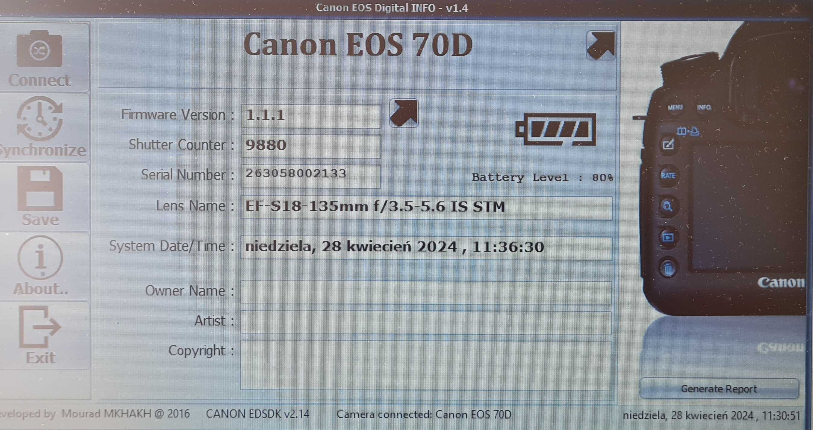 Aparat Canon EOS 70D