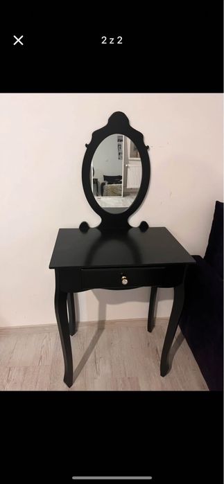 Toaletka glamour czarna z lustrem