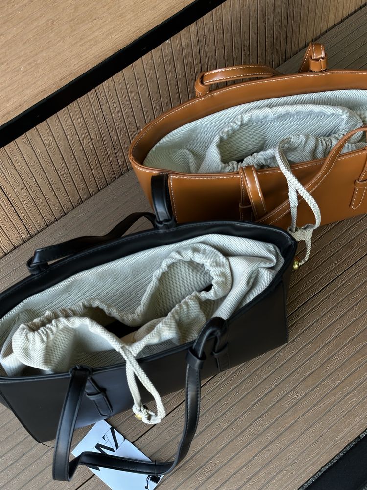 Сумка Zara, жіноча сумка, коричнева сумка, чорна сумка